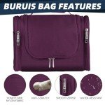 Buruis Large Capacity Toiletry Bag for Women and Men, Hanging Toiletry Organizer Cosmetics Makeup Bag, Water-resistant Dopp Kit Shaving Bags for Full Sized Toiletries, Travel Essentials (Purple)