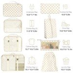 8 Set Packing Cubes for Suitcases,Packing Cube with Shoe, Cosmetics, Clothing, and Accessories Bags Packing Cubes for Travel Luggage Organizer Women Men(Khaki Checkered)