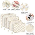 8 Set Packing Cubes for Suitcases,Packing Cube with Shoe, Cosmetics, Clothing, and Accessories Bags Packing Cubes for Travel Luggage Organizer Women Men(Khaki Checkered)