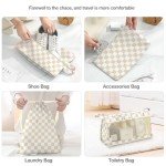 8 Set Packing Cubes for Suitcases,Packing Cube with Shoe, Cosmetics, Clothing, and Accessories Bags Packing Cubes for Travel Luggage Organizer Women Men(Khaki Checkered)