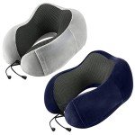 urnexttour Travel Pillow for Airplane-2 Pack Memory Foam Neck Pillows, Soft Support Travel Essentials for Travelling, Sleeping Rest, Car, Train and Home Use(Grey&Blue)