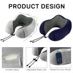 urnexttour Travel Pillow for Airplane-2 Pack Memory Foam Neck Pillows, Soft Support Travel Essentials for Travelling, Sleeping Rest, Car, Train and Home Use(Grey&Blue)