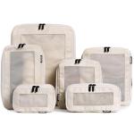 Aerotrunk Compression Packing Cubes for Travel - Luggage Organizer Bags - Double Zipper Packing Cubes for Suitcases (6-Pack, Beige)