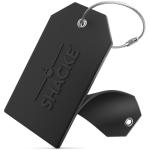 Shacke Large Luggage Tags (2pcs) with Privacy Cover and Steel Loops (Black)