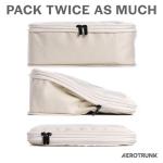 Aerotrunk Compression Packing Cubes for Travel - Luggage Organizer Bags - Double Zipper Packing Cubes for Suitcases (6-Pack, Beige)