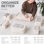 Aerotrunk Compression Packing Cubes for Travel - Luggage Organizer Bags - Double Zipper Packing Cubes for Suitcases (6-Pack, Beige)