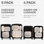 Aerotrunk Compression Packing Cubes for Travel - Luggage Organizer Bags - Double Zipper Packing Cubes for Suitcases (6-Pack, Beige)