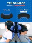 SARISUN Upgraded Travel Pillow, U-Shaped Airplane Head Strap for All Heights, 360° Support, 3D Sleep Mask, 100% Light Blocking, Long Flights Essentials Headrest, Stop Bobblehead, Black