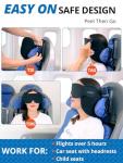 SARISUN Upgraded Travel Pillow, U-Shaped Airplane Head Strap for All Heights, 360° Support, 3D Sleep Mask, 100% Light Blocking, Long Flights Essentials Headrest, Stop Bobblehead, Black