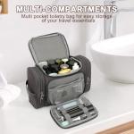 ZOMFELT Travel Toiletry Bag for Men, Water-Resistant Canvas Dopp Kit with Wet Compartments, Multi-Pocket Organizer for Shaving Kit, Gym Essentials and Toiletries Accessories, Grey