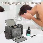 ZOMFELT Travel Toiletry Bag for Men, Water-Resistant Canvas Dopp Kit with Wet Compartments, Multi-Pocket Organizer for Shaving Kit, Gym Essentials and Toiletries Accessories, Grey