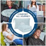 BEDELITE Travel Blanket and Pillow Set 2-in-1, Ultra-Soft Jacquard Fleece Blanket with Bag, Airplane Blanket with Luggage Sleeve & Backpack Clip Travel Essentials, Blue