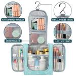 PAVILIA Toiletry Bag Travel Bag for Women Men, Hanging Cosmetic Organizer, Water Resistant Makeup Bag for Accessories Toiletries, Large Travel Essentials Kit (Teal Chevron)