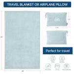 BEDELITE Travel Blanket and Pillow Set 2-in-1, Ultra-Soft Jacquard Fleece Blanket with Bag, Airplane Blanket with Luggage Sleeve & Backpack Clip Travel Essentials, Blue