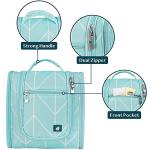 PAVILIA Toiletry Bag Travel Bag for Women Men, Hanging Cosmetic Organizer, Water Resistant Makeup Bag for Accessories Toiletries, Large Travel Essentials Kit (Teal Chevron)