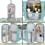 PAVILIA Toiletry Bag Travel Bag for Women Men, Hanging Cosmetic Organizer, Water Resistant Makeup Bag for Accessories Toiletries, Large Travel Essentials Kit (Teal Chevron)