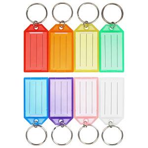 Cuttte 16 Pack Plastic Key Tags, Key Labels with Ring and Label Window, 8 Colors