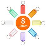 Cuttte 16 Pack Plastic Key Tags, Key Labels with Ring and Label Window, 8 Colors