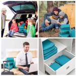 Gonex Compression Packing Cubes, 4pcs Expandable Storage Travel Luggage Bags Organizers (Blue)