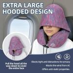 Travel Pillow with Extra Large Hood for Airplane Long Flights Privacy and Comfort Memory Foam with Skin-Friendly Cover for Road Trip Head&Neck Support for Plane Office Cars Sleeping & Rest(Colorful)