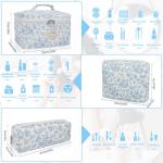 Makeup Bag, Large Quilted Cosmetic Bag, Big Floral Make Up Bag for Women Girls, Cute Cotton Makeup Bag Set, Flower Travel Toiletry Organizer Bag