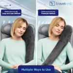 TRAVELREST All-in-One Neck & Body Pillow, Advanced Support Design, Travel Essential, Memory Foam Inserts, Inflatable, Airplane & Car Seat, Sleeping on Long Flight & Trips, Grey (Washable Velour Cover)
