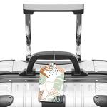 GDJEGE PU Leather Luggage Tags for Suitcase, Travel Cruise 2 Pack with Privacy Flap, Name ID Label and Metal Loop for Women Men Girls Baggage Bag Backpack Instrument, Boho Leaves