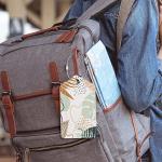 GDJEGE PU Leather Luggage Tags for Suitcase, Travel Cruise 2 Pack with Privacy Flap, Name ID Label and Metal Loop for Women Men Girls Baggage Bag Backpack Instrument, Boho Leaves