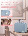 HOTOR Travel Toiletry Bag w/Hanging Hook - Spacious Toiletry Bag Essentials for Women & Men, Makeup Bag/Big Comparment, Waterproof for Travel Accessories, Medium, Light Blue