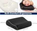 alkamto Memory Foam Pillow for Travel and Camping with Extra Cotton Cover – Easy to Carry Portable Bag (Black Contour)