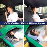 alkamto Memory Foam Pillow for Travel and Camping with Extra Cotton Cover – Easy to Carry Portable Bag (Black Contour)