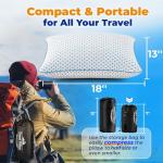 Small Cooling Shredded Memory Foam Pillow for Travel & Camping, Compressible Adjustable Gel Bed Pillow Washable Cover, Medium Firm Neck Lumbar Support, Ideal Sleeping,Car,Airplane,Toddler,Backpacking