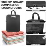 8 Set Compression Packing Cubes for Travel, Expandable Compression Cubes for Suitcases, Lightweight Suitcase Organizer with Shoes & Laundry Bags, Travel Accessories for Men Women (Black)