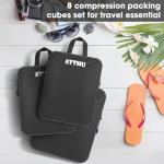8 Set Compression Packing Cubes for Travel, Expandable Compression Cubes for Suitcases, Lightweight Suitcase Organizer with Shoes & Laundry Bags, Travel Accessories for Men Women (Black)