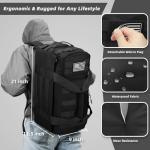 ZOMFELT Tactical Gym Bags for Men, 3-in-1 Travel Duffle Bag with Removable Dividers & Innovative Shoe Compartment, Waterproof MOLLE Gym Duffel Backpack, Airplane Carry-On Approved, Black