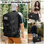 ZOMFELT Tactical Gym Bags for Men, 3-in-1 Travel Duffle Bag with Removable Dividers & Innovative Shoe Compartment, Waterproof MOLLE Gym Duffel Backpack, Airplane Carry-On Approved, Black