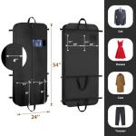 KEEGH Garment Bags for Travel 54" Tri-fold Garment Bag for Dresses Long Suit Bags Dress Bags for Closet Storage Hanging Clothes for Suit Coats Tuxedos Dresses with 4 Big Pockets, Black
