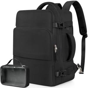 Beraliy Travel Backpack for Men Women, Lightweight Personal Item Trave Bag for Airlines, Carry On Backpack with USB Charging Port, Durable Laptop Backpack, College Weekender Work Daypack, Black