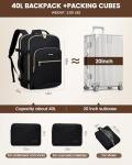 LOVEVOOK Travel Backpack Carry on Backpack, 40L Flight Approved Personal Item Travel Bag with 17 Inch Laptop Backpacks for Women&Men, Large Suitcase Backpacks With 3 Packing Cubes, Black-Black
