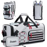 Bosstin Gym Bag for Men & Women, 45L Travel Duffle Sports Duffel Bag Gym Weekender Overnight Backpack with Shoe Compartment (Grey)
