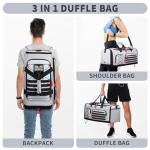 Bosstin Gym Bag for Men & Women, 45L Travel Duffle Sports Duffel Bag Gym Weekender Overnight Backpack with Shoe Compartment (Grey)