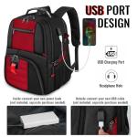 YOREPEK 18.4 Laptop Backpack,Large Backpacks Fit Most 18 Inch Laptop with USB Charger Port,TSA Friendly Flight Approved Weekend Carry on Backpack with Luggage Strap for Men and Women, Red