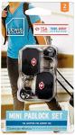 Lewis N. Clark Travel Sentry TSA Lock + Mini Padlock for Luggage Suitcase, Carry On, BackPack, Laptop Bag or Purse - Perfect for Airport, Hotel, And Gym (Includes 4 keys) - 2-Pack, Black