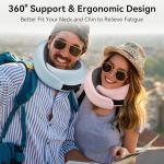 WANDER PLUS® Travel Pillow, 100% Pure Memory Foam Travel Neck Pillow Airplane Neck Support Ergonomic Design Best for Sleeping Plane Car Train Office Flight for Adults Black