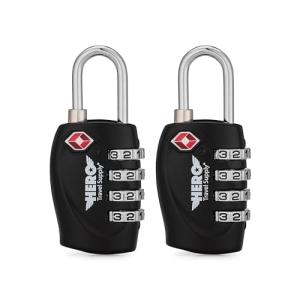 Hero Luggage Lock (Pack of 2) TSA Approved, 4 Digit Combination Padlock for Travel, Suitcases, Lockers, Backpacks