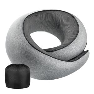 4litamz Neck Pillow Airplane,100% Pure Memory FoamTravel Neck Pillow Travel Neck Support Ergonomic &Portable Design Best for Sleeping Plane Car Train Office Flight (Small Grey)
