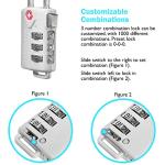 Lumintrail TSA Approved Lock for Luggage or Suitcase, Easy-to-Read 3 Digit Personalized Combination, Metal Travel Suitcase Luggage Lock, Silver, with a 4-FT Braided Steel Cable (1 Pack)