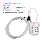 Lumintrail TSA Approved Lock for Luggage or Suitcase, Easy-to-Read 3 Digit Personalized Combination, Metal Travel Suitcase Luggage Lock, Silver, with a 4-FT Braided Steel Cable (1 Pack)