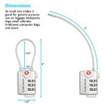 Lumintrail TSA Approved Lock for Luggage or Suitcase, Easy-to-Read 3 Digit Personalized Combination, Metal Travel Suitcase Luggage Lock, Silver, with a 4-FT Braided Steel Cable (1 Pack)