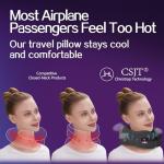 CSJT Travel Pillow Vac Compressed Memory Foam Neck Pillow Airplane,Comfortable,Neck Support,Machine Washable,Airplanes Travel Essentials Accessories for Office,Flight,Cars Breaks Sleeping(Black)